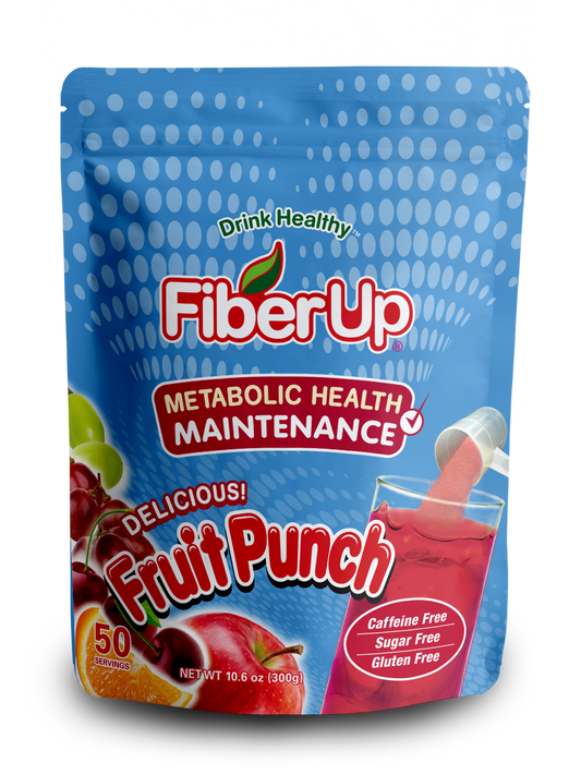 Fiber Up® Prebiotic Soluble Fiber Supplement for Metabolic Health, Delicious Fruit Punch Drink Mix, 48 Servings.