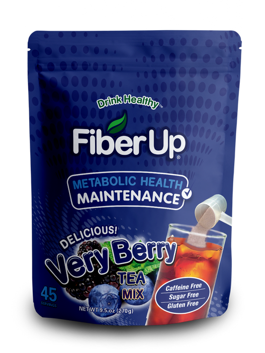 Fiber Up® Prebiotic Soluble Fiber Supplement for Metabolic Health, Delicious Very Berry Tea Mix, 48 Servings.